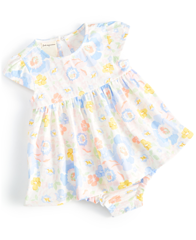 First Impressions Baby Girls Lilian Floral-print Skirted Sunsuit, Created For Macy's In Angel White