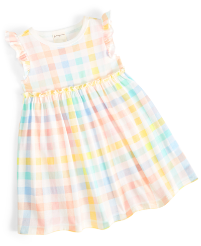 First Impressions Baby Girls Vacation Plaid Knit Dress, Created For Macy's In Angel White