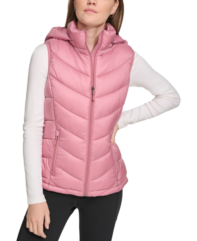 Charter Club Women's Packable Hooded Puffer Vest, Created For Macy's In Dark Rose