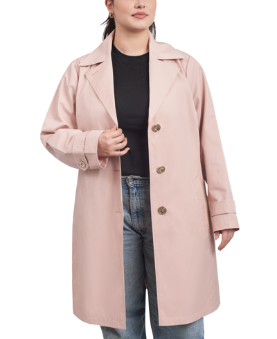 Michael Kors Michael  Women's Plus Size Single-breasted Reefer Trench Coat, Created For Macy's In Rosewater