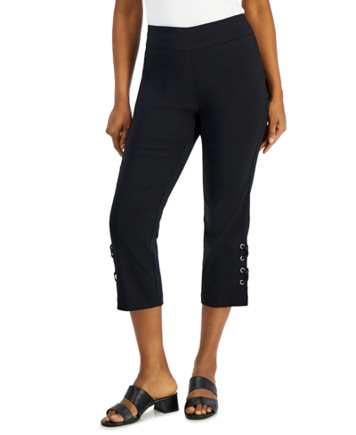 Jm Collection Women's Side Lace-up Capri Pants, Created For Macy's In Deep Black