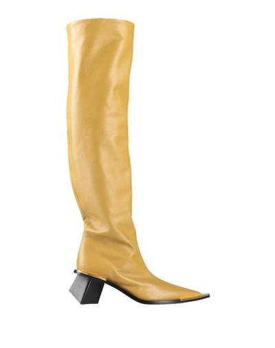 Jil Sander Woman Boot Mustard Size 7 Calfskin In Yellow