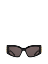 Balenciaga Black Logo Rectangular-frame Sunglasses In Black