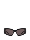 Balenciaga Black Logo Rectangular-frame Sunglasses In Black