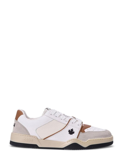 Dsquared2 Sneakers In Bianco+cognac