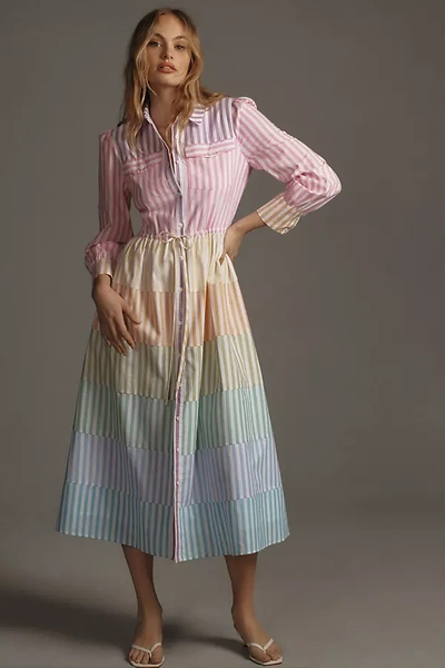 English Factory Long-sleeve Midi Dress In Pink