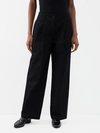 Totême Toteme Women's Black 200 Pressed-crease Tapered Mid-rise Recycled-polyester And Wool-blend Trousers