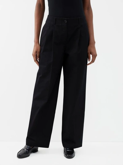 Totême Toteme Women's Black 200 Pressed-crease Tapered Mid-rise Recycled-polyester And Wool-blend Trousers