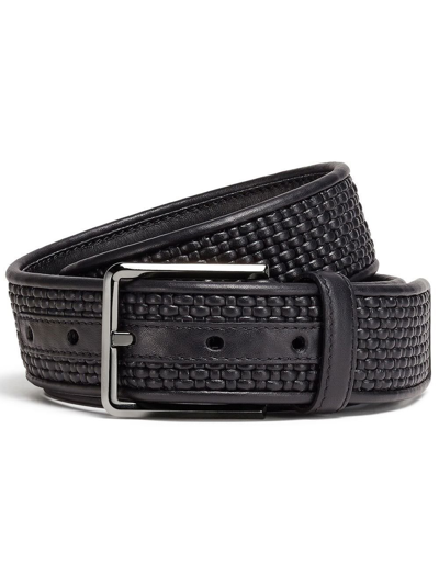 Zegna Black Pelletessuta Leather Belt