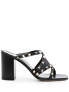 VALENTINO GARAVANI BLACK ROCKSTUD 100MM LEATHER SANDALS