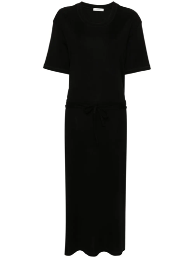 Lemaire 棉质罗纹针织衬衫式连衣裙 In Black