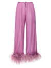 Oseree 'lumière Plumage' Violet Pants With Feathers And Drawstring In Polyamide Blend Woman