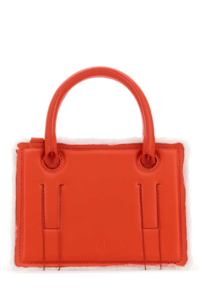 Dentro Coral Leather Mini Otto Handbag In Red