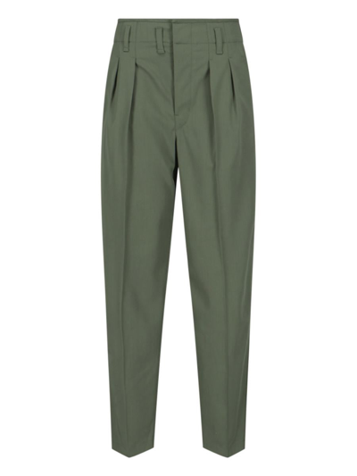 Lemaire Pleated Tapered Trousers In Green