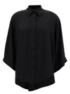 FEDERICA TOSI OVERSIZED BLACK SHIRT WITH PATCH POCKETS IN VISCOSE WOMAN