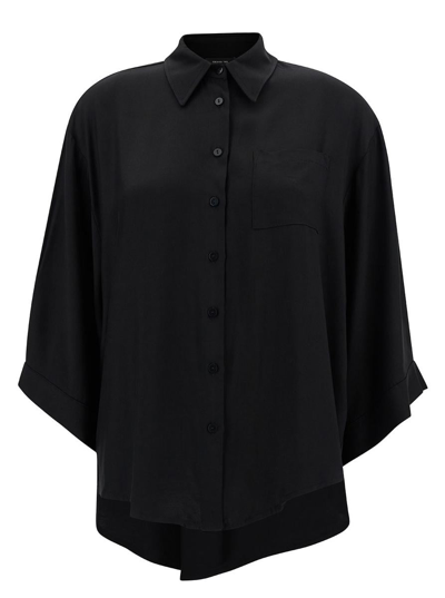 FEDERICA TOSI OVERSIZED BLACK SHIRT WITH PATCH POCKETS IN VISCOSE WOMAN
