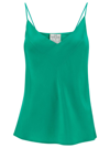 FORTE FORTE GREEN TOP WITH SPAGHETTI STRAPS AND V NECKLINE IN STRETCH SILK WOMAN