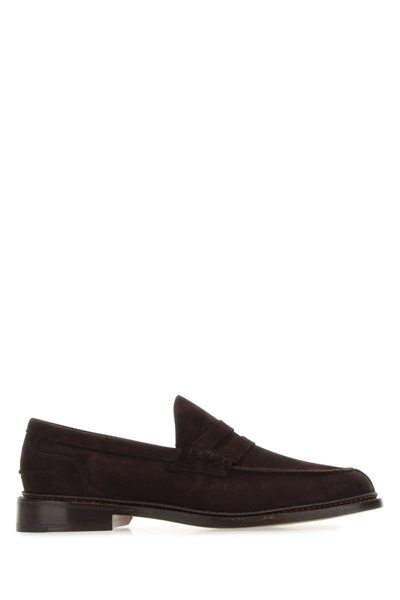 Tricker's James Suede Penny Loafers In Brown