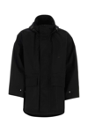 Wooyoungmi Nylon Windbreaker With Hood And Drawstring Hem In Black