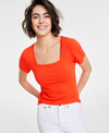 On 34th 's Women's Knit Square-neck Top, Created For Macy's In Rave Red