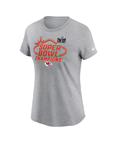 Nike Kansas City Chiefs Super Bowl Lviii Champions Trophy Collection  Women's Nfl T-shirt In Heather Gray