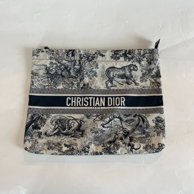 Pre-owned Dior Christian  Printed Zip Pouch