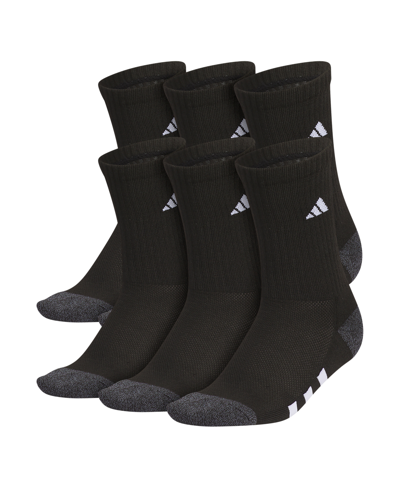 Adidas Originals Kids' Boys Youth Athletic Cushioned Crew Socks, Pack Of 6 In Black