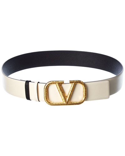Valentino Garavani Valentino Vlogo 40mm Reversible Leather Belt In Black