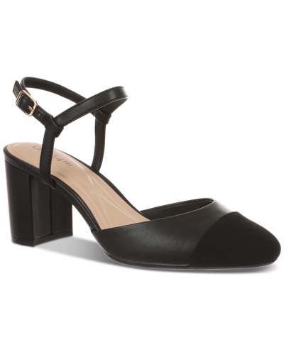 On 34th Women's Dotti Captoe Pumps, Created For Macy's In Black Smooth