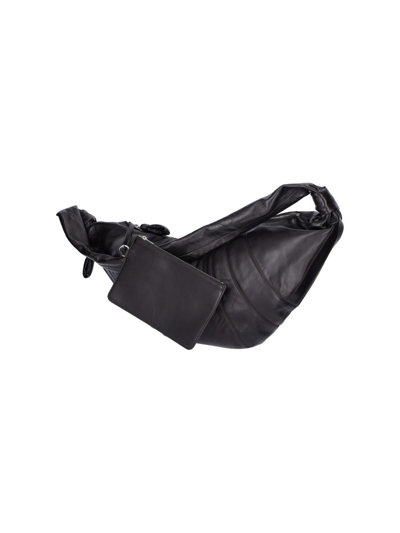 Lemaire Croissant Large Leather Shoulder Bag In Black
