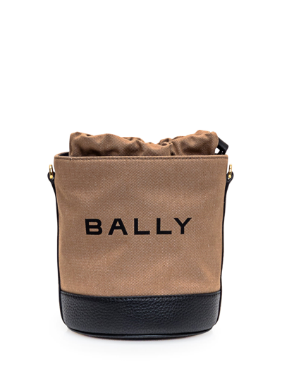Bally Mini Bucket Bag In Sand/black+oro