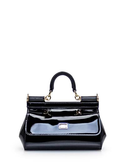 Dolce & Gabbana Sicily Small Leather Satchel In Black