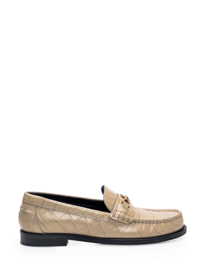 Versace Beige Croc-effect Medusa '95 Loafers