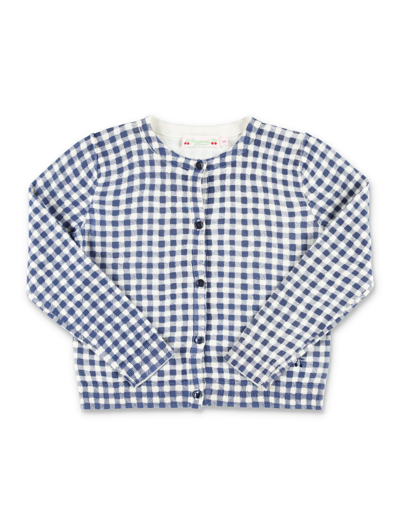 Bonpoint Kids' Kyra Gingham-check Cardigan In Carreaux Marine