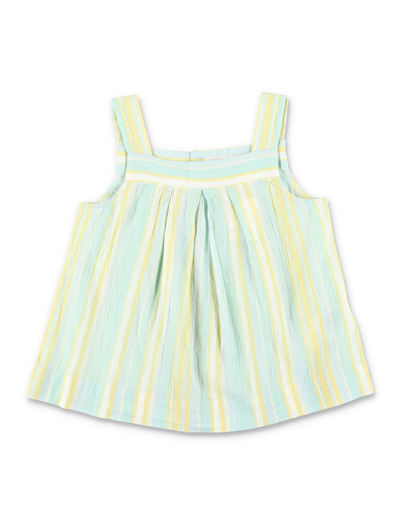 Bonpoint Kids' Soleil Striped Cotton Blouse In Green