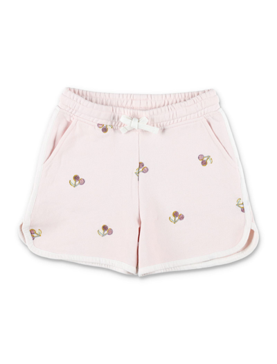 Bonpoint Kids' Caroline Cherry-embroidered Shorts In Pink