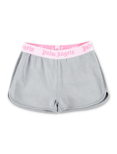 Palm Angels Kids' Gray Shorts For Girl With Logo In Grey
