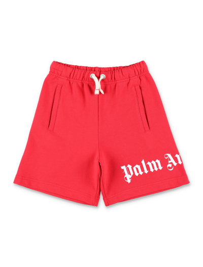 Palm Angels Kids' Boy's Classic Overlogo Sweat Shorts In Red