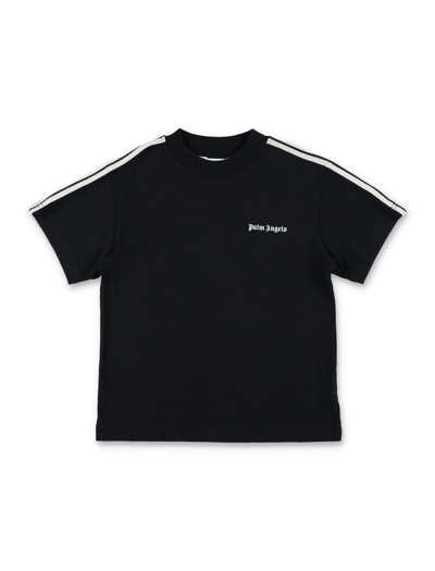 Palm Angels Kids' Logo棉质针织t恤 In Black