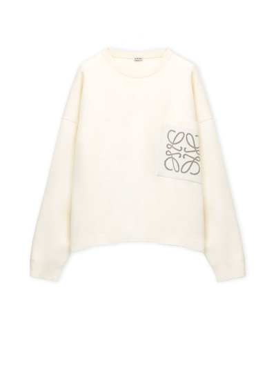 Loewe Anagram Pocket Sweater In Soft White