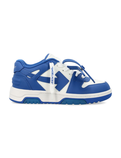 Off-white Kids' Out Of Office Logo-embroidered Leather Trainers 4-8 Years In Blue Other