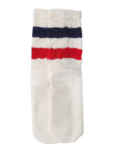 Golden Goose Striped Socks In Old White/ Red/ Navy/ Green Fluo