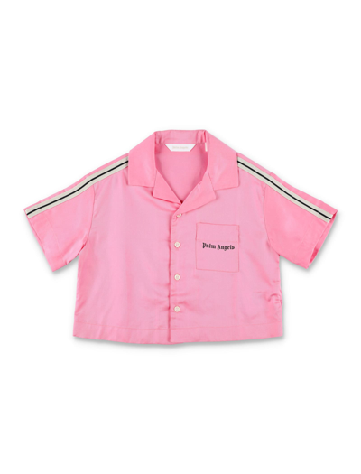 Palm Angels Kids' Cropped Shirt In Rose