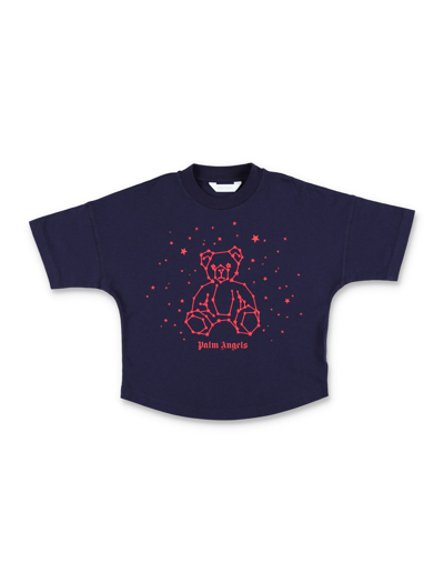 Palm Angels Kids' Tee Astro Bear In Blue