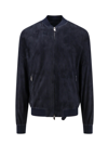 Salvatore Santoro Zip-up Suede Bomber Jacket In Blue
