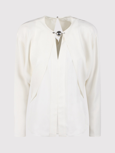 Paco Rabanne Rabanne Bead-embellished Blouse In Neutral
