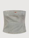 Diesel Denim Strapless Top With Design And High-quality Cotton Fabric
