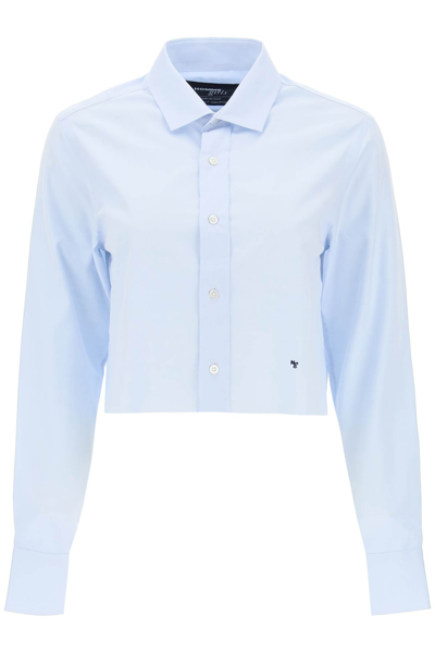 Hommegirls Cotton Twill Cropped Shirt In Light Blue (light Blue)