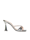 D’accori Silver Slip-on Sandals With Crystal Strap Detail In Disco Drama Crystal
