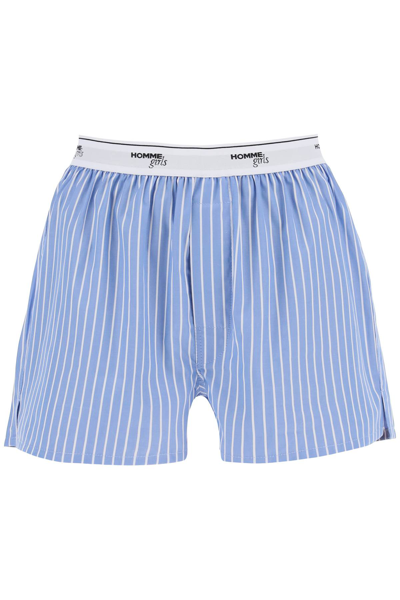 Hommegirls Cotton Boxer Shorts In Blue White (blue)